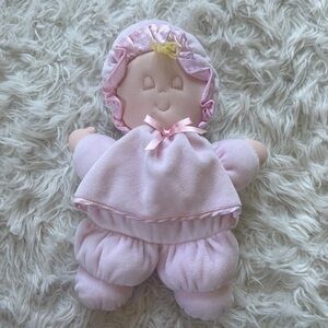 Vintage 90’s Eden pink velour soft sleeping girl lovie plush 10”